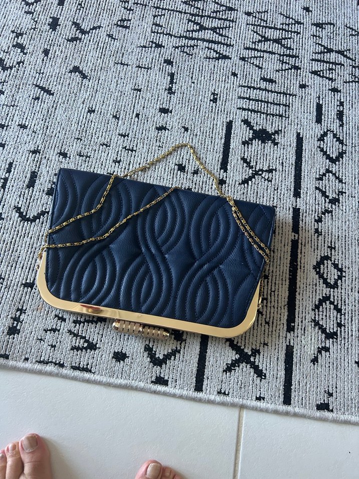 Zincir Detaylı Yılan Desenli Kadın Clutch Çanta - Görsel 3