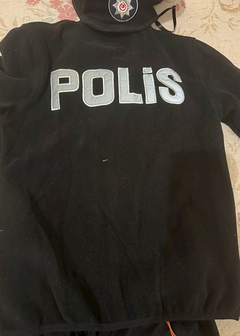 Çocuk Polis Kostümü Siyah Kadife Takım - Görsel 5