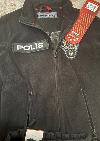 Çocuk Polis Kostümü Siyah Kadife Takım - Görsel 7