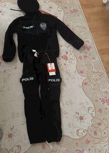 Çocuk Polis Kostümü Siyah Kadife Takım - Görsel 2