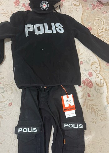Çocuk Polis Kostümü Siyah Kadife Takım - Görsel 3