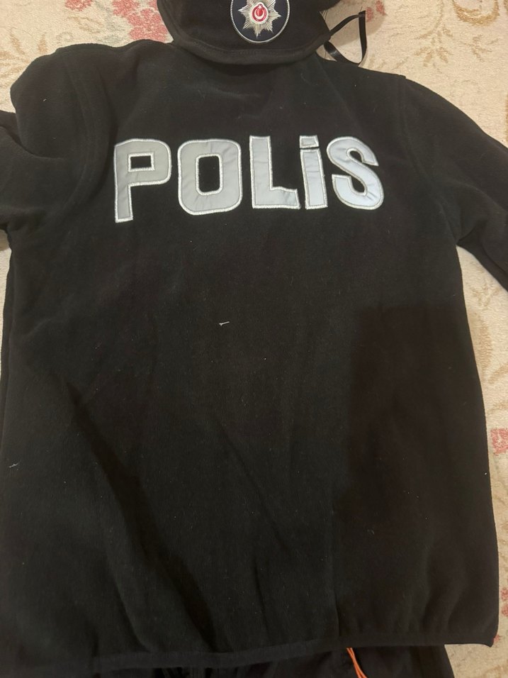 Çocuk Polis Kostümü Siyah Kadife Takım - Görsel 5