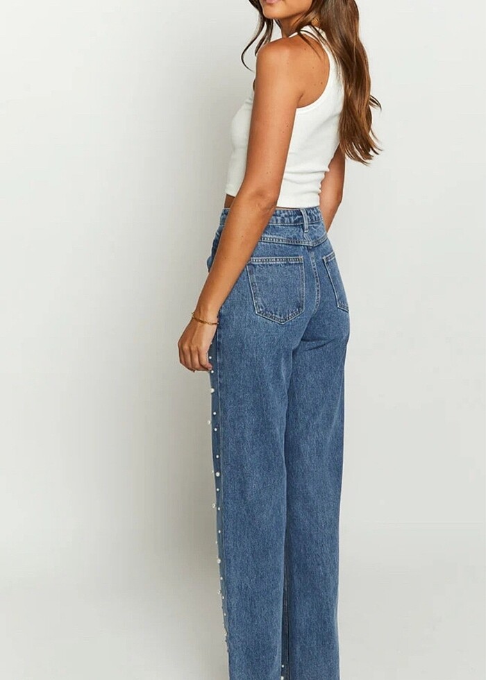 İnci Detaylı Kot Pantolon - Görsel 3