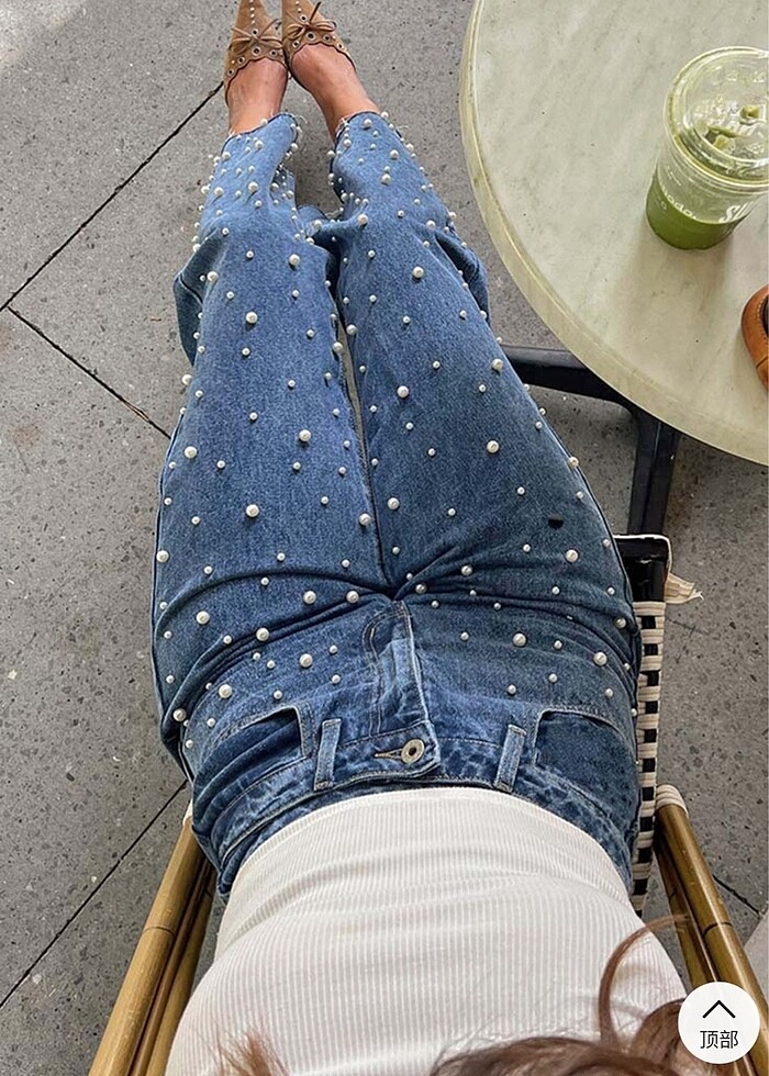 İnci Detaylı Kot Pantolon - Görsel 2