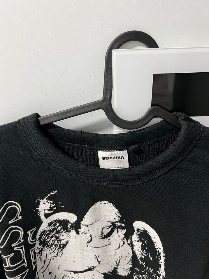 Kadın Siyah Baskılı Rock Sweatshirt - Görsel 2