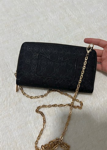 Zincir Detaylı Siyah Deri Kadın Çanta - Görsel 4