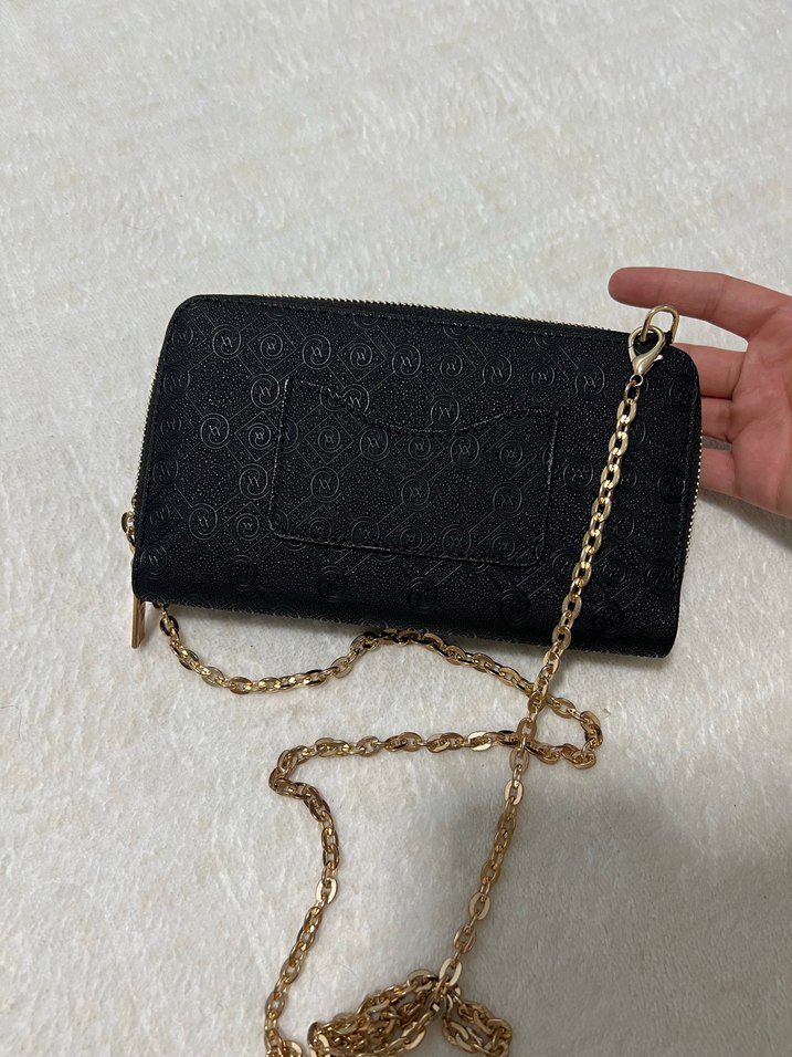 Zincir Detaylı Siyah Deri Kadın Çanta - Görsel 4