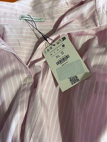 oversize çizgili pembe gömlek