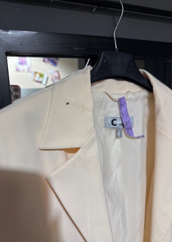 LİMON RENGİ OVERSİZE BLAZER ÇEKER - Görsel 3