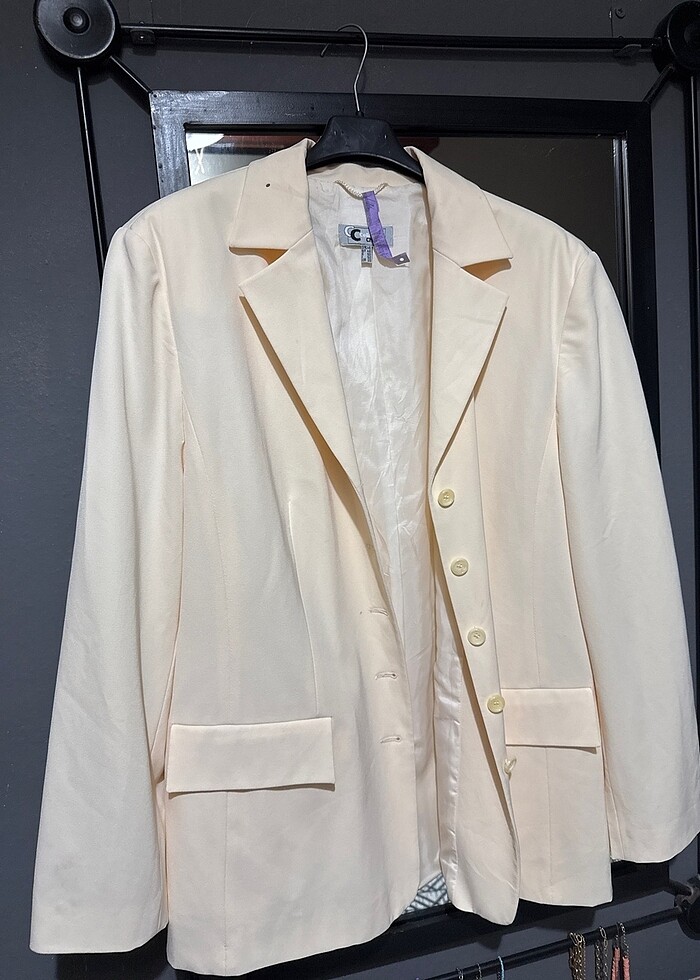 LİMON RENGİ OVERSİZE BLAZER ÇEKER - Görsel 2