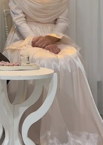 Bej Uzun Kollu Bohem Kadın Abiye Elbise - Görsel 2