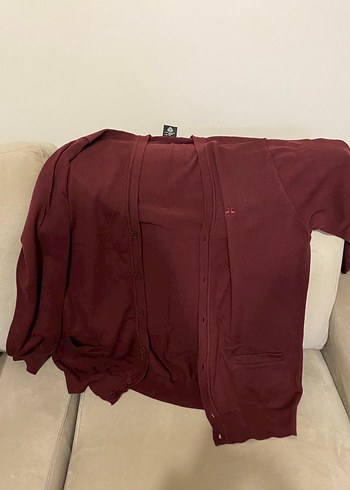 Çift Geyik Karaca % 100 Yün Büyük Beden Erkek Hırka - Görsel 2