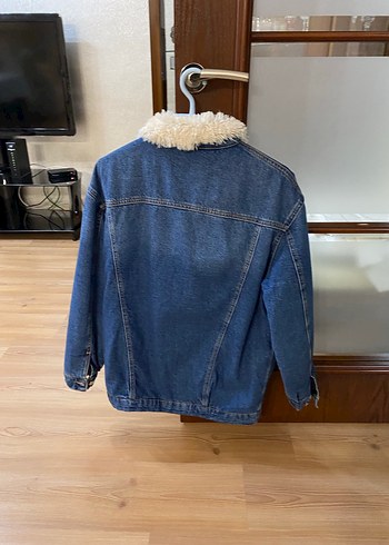 Kadın Mavi Jeans Kürklü Kot Ceket - Görsel 2