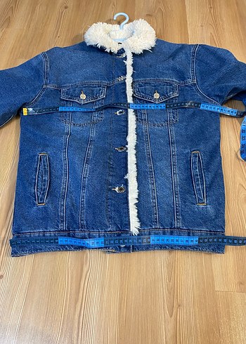 Kadın Mavi Jeans Kürklü Kot Ceket - Görsel 4