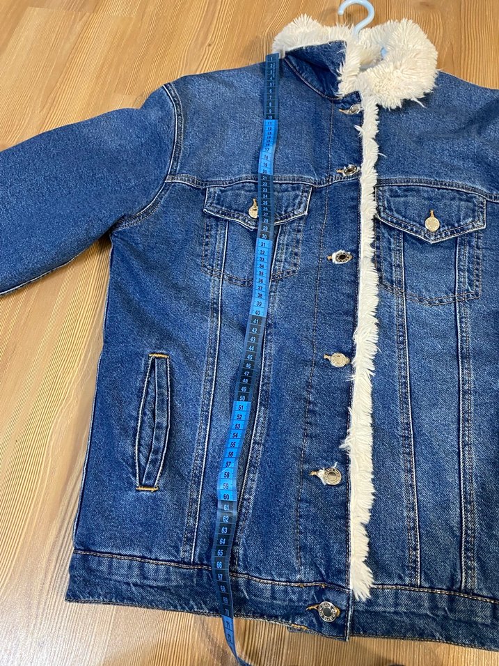Kadın Mavi Jeans Kürklü Kot Ceket - Görsel 5