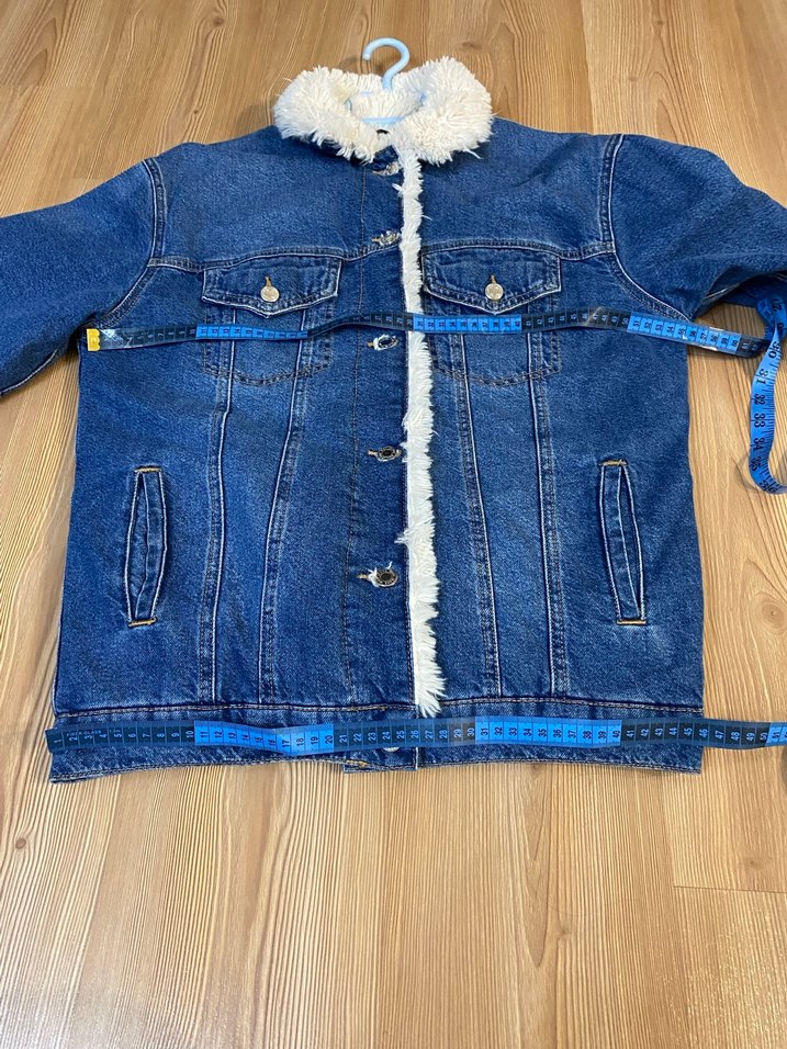 Kadın Mavi Jeans Kürklü Kot Ceket - Görsel 4