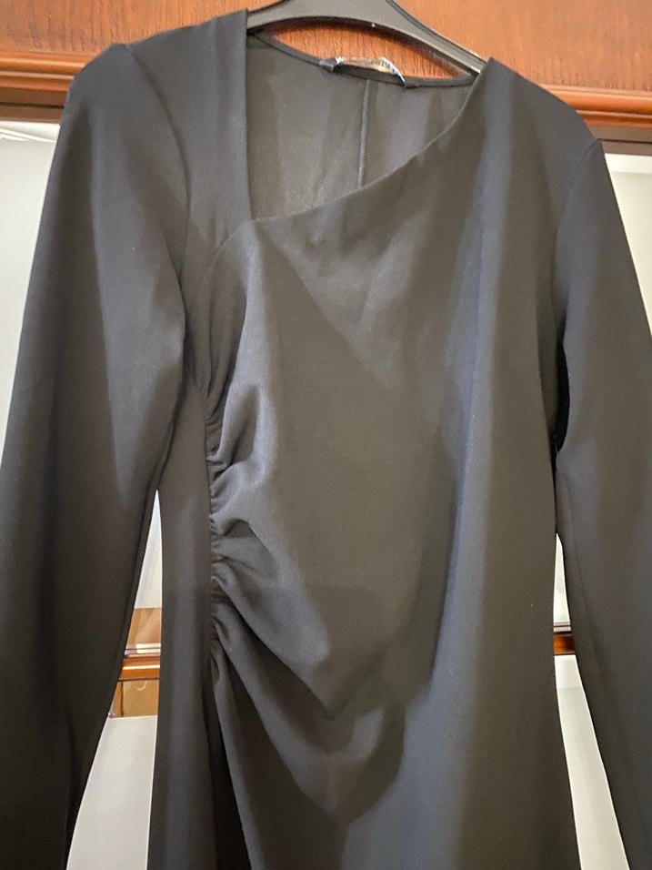 ORİJİNAL Zara Uzun Kollu Drapeli Abiye Elbise - Görsel 3