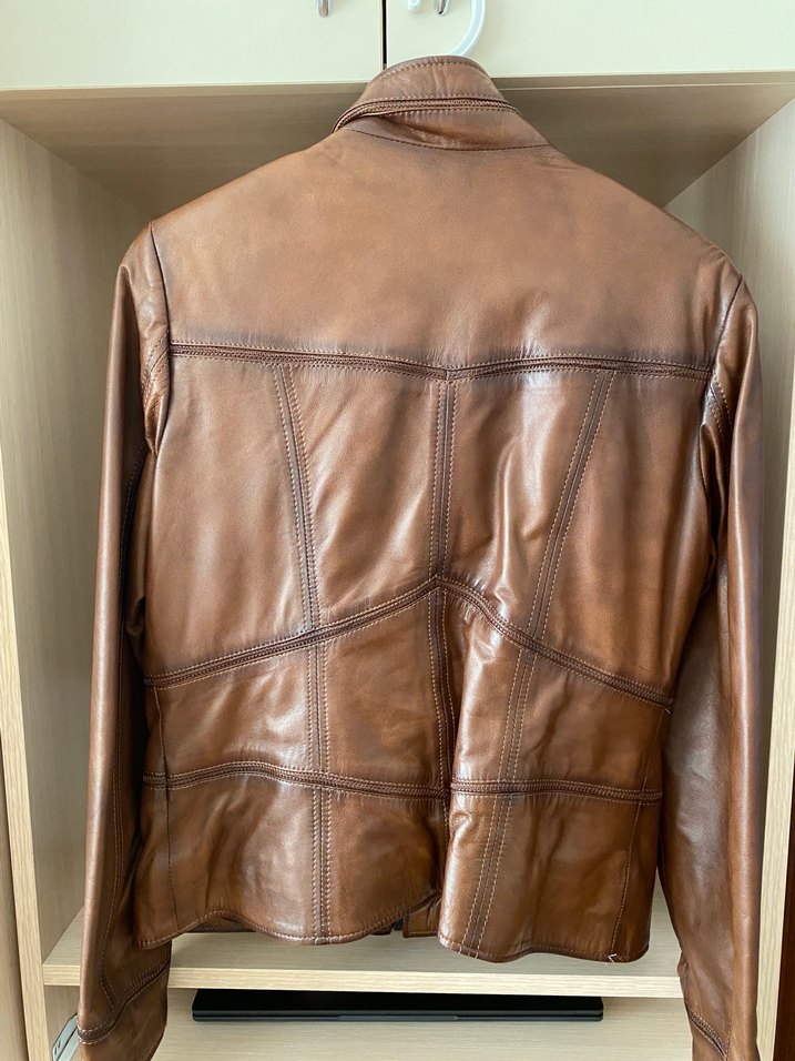 Hakiki Deri Taba rengi kadın ceket - Görsel 2