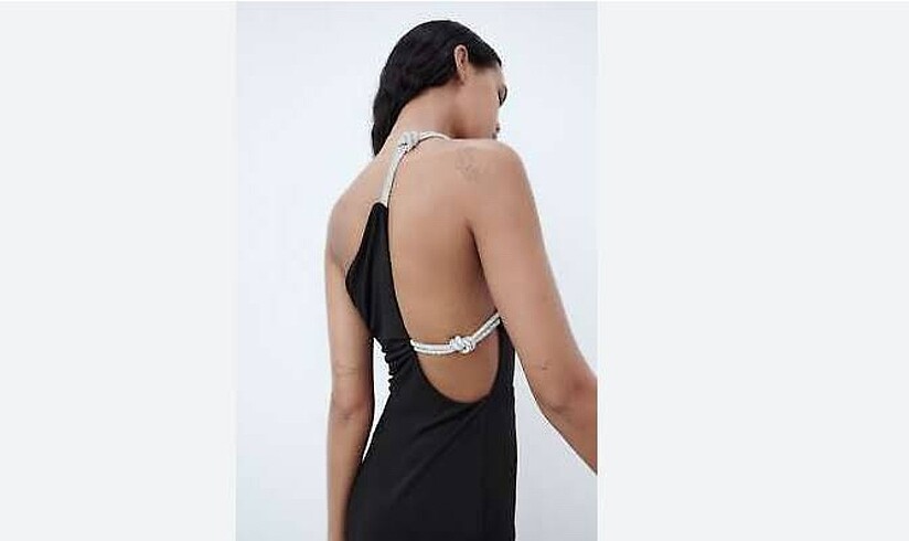 Zara Zara Tek Omuz Tas Detayli Mini Elbise
