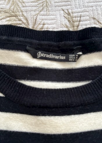 Çizgili Pamuklu Kadın Triko Kazak - Görsel 3