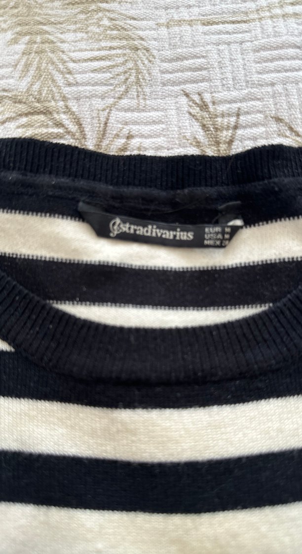 Çizgili Pamuklu Kadın Triko Kazak - Görsel 3