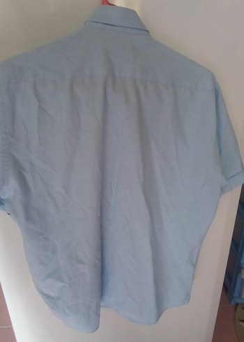 Erkek Mavi Kısa Kollu Pamuklu Gömlek - Görsel 3