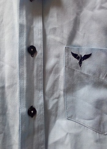 Erkek Mavi Kısa Kollu Pamuklu Gömlek - Görsel 4