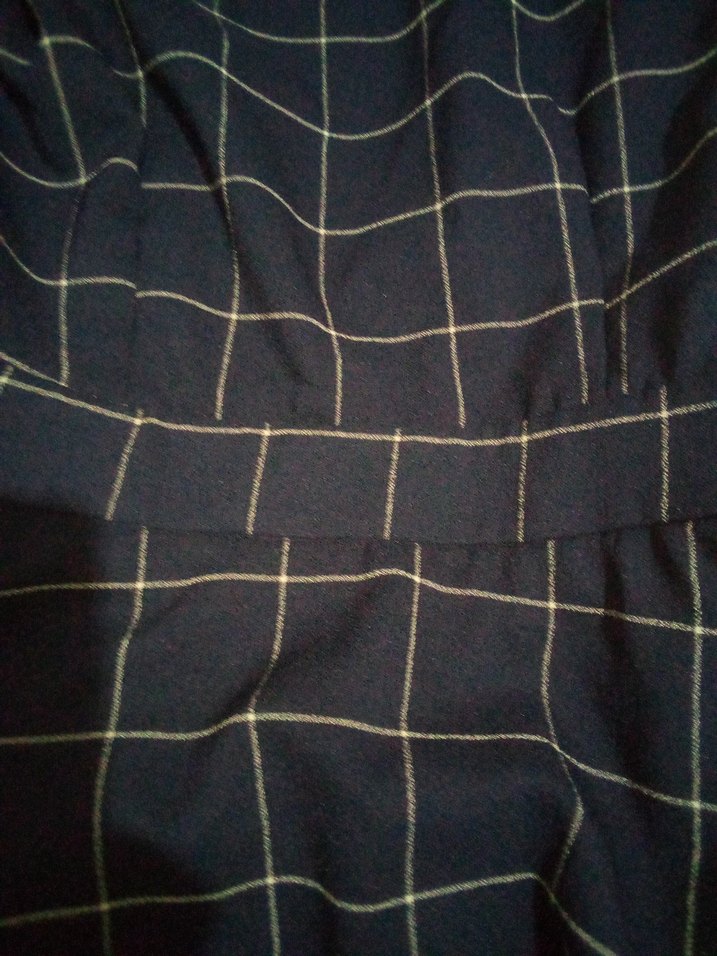 Lacivert Kareli Midi Elbise - Görsel 5