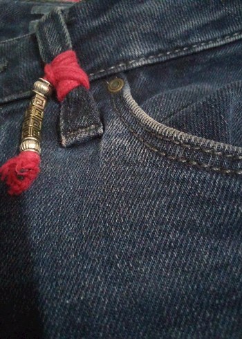 Gri Kadın Denim Kemerli Jean - Görsel 3