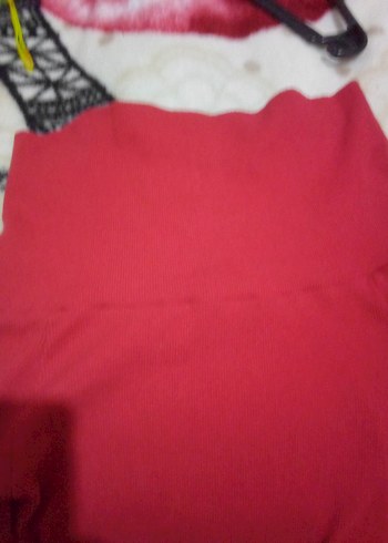 Kırmızı Yüksek Yakalı Kadın Triko Kazak - Görsel 3