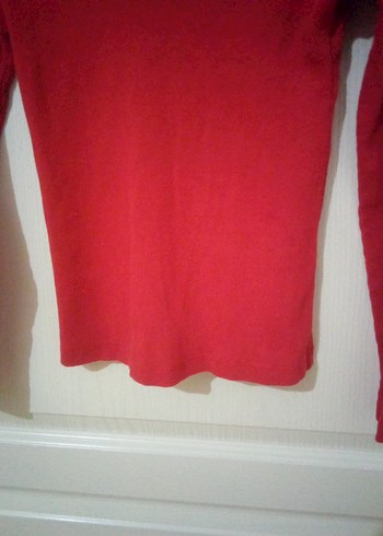 Kırmızı Yüksek Yakalı Kadın Triko Kazak - Görsel 5