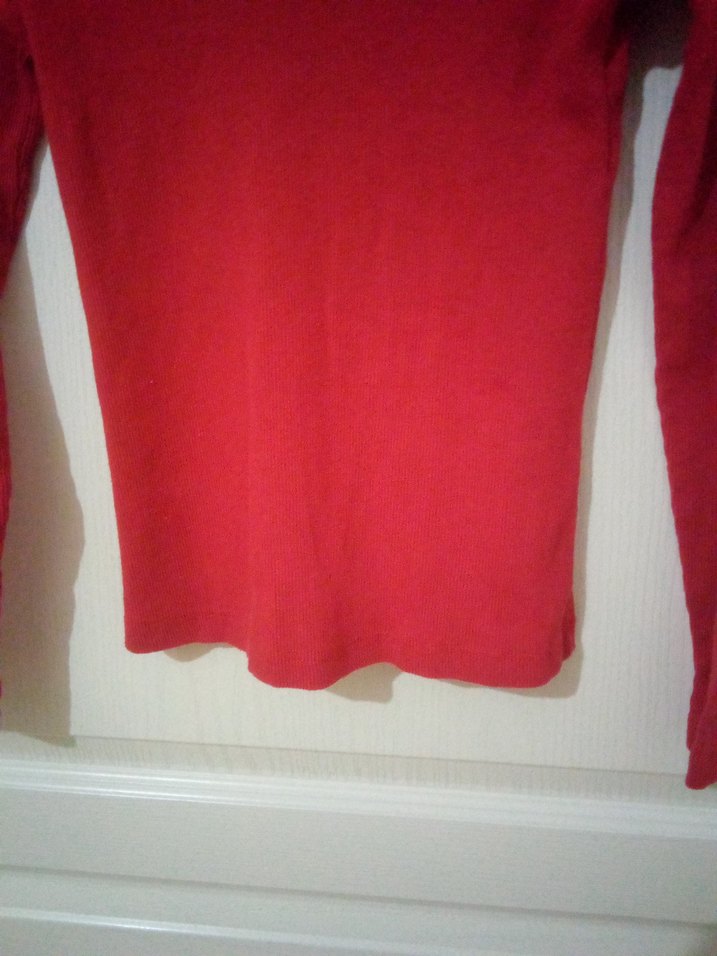 Kırmızı Yüksek Yakalı Kadın Triko Kazak - Görsel 5