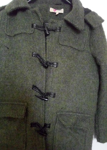 Düğmeli Yeşil Kadın Yün Kaban - Görsel 3