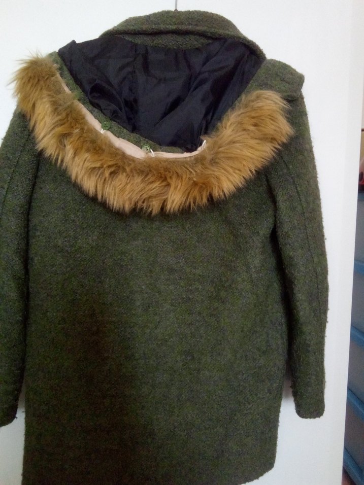 Düğmeli Yeşil Kadın Yün Kaban - Görsel 2