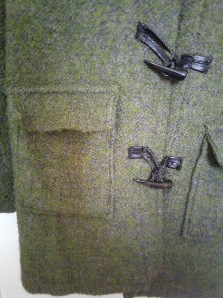 Düğmeli Yeşil Kadın Yün Kaban - Görsel 4