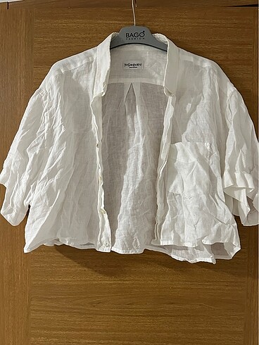 Ysl keten kısa oversize gömlek