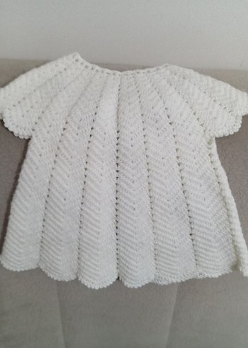 Kızlar için Nakışlı Örgü Beyaz Hırka - Görsel 2