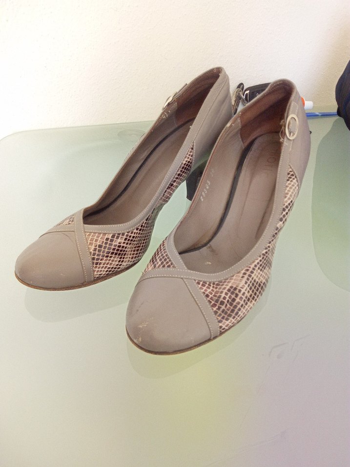 Bej Yılan Desenli Kemerli Stiletto - Görsel 2