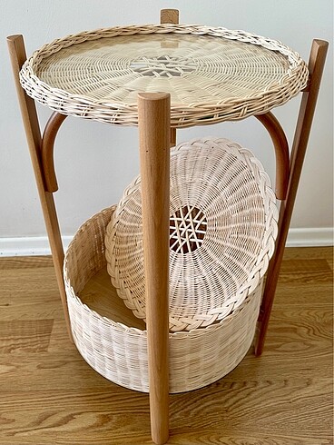 Ikea IKEA model el emeği doğal rattan bambu katlanabilir ahşap sehpa