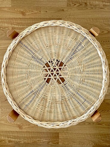 Beden IKEA model el emeği doğal rattan bambu katlanabilir ahşap sehpa