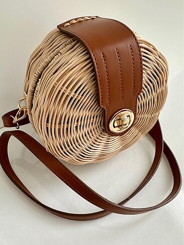 Mango model el emeği doğal rattan bambu çanta