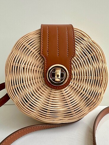 Mango Mango model el emeği doğal rattan bambu çanta