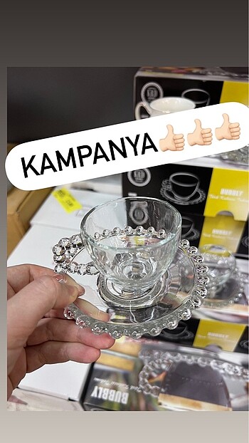 6 kisilik Boncuklu cay seti