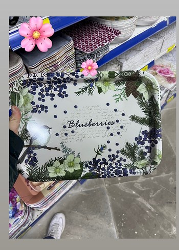 Vintage Müzikli Desenli Bej Tepsi - Görsel 2