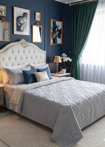 Nakışlı Gri Yatak Örtüsü - Görsel 2