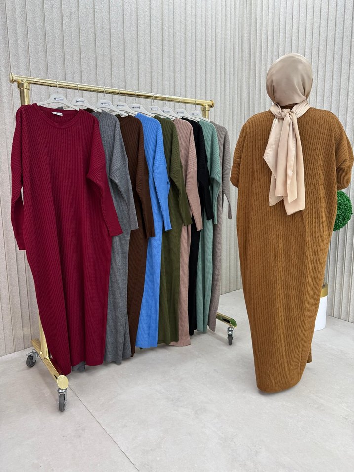 Kadın Çok Renkli Uzun Triko Elbise - Görsel 2