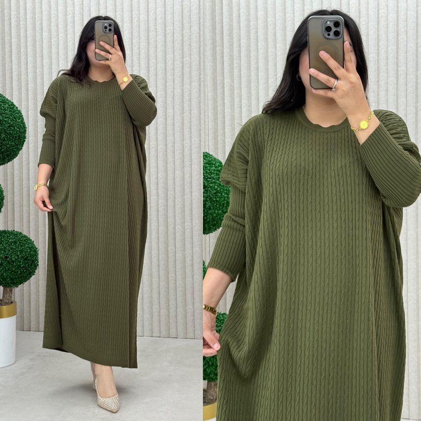 Kadın Çok Renkli Uzun Triko Elbise - Görsel 3