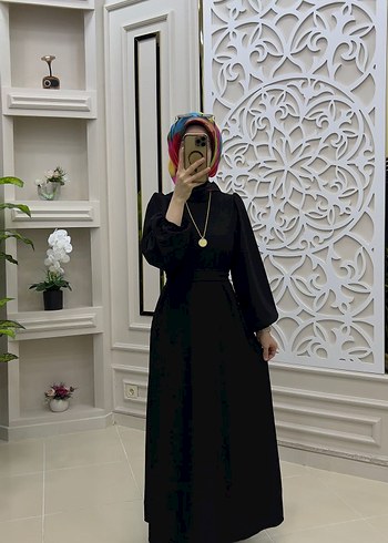 Salaş Kesim, Uzun Kollu Haki Kadın Elbise - Görsel 4