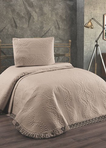 Nakışlı Beyaz Yatak Örtüsü ve Yastık Kılıfı - Görsel 2