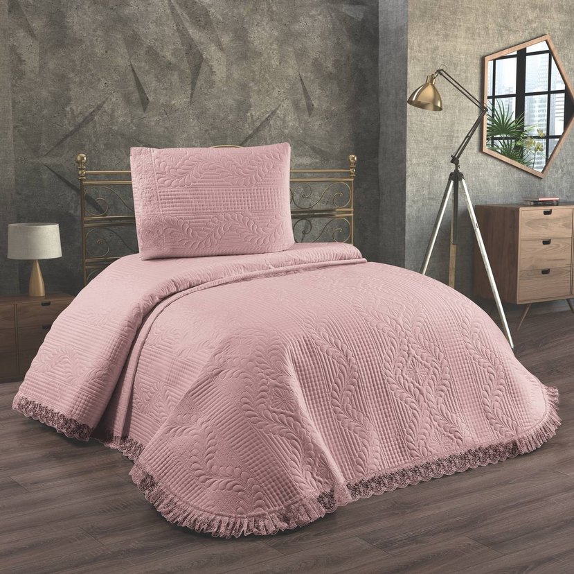 Nakışlı Beyaz Yatak Örtüsü ve Yastık Kılıfı - Görsel 4